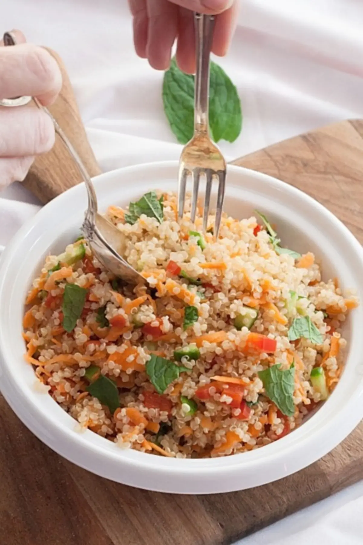 Asian Quinoa Salad being served with a fork.
