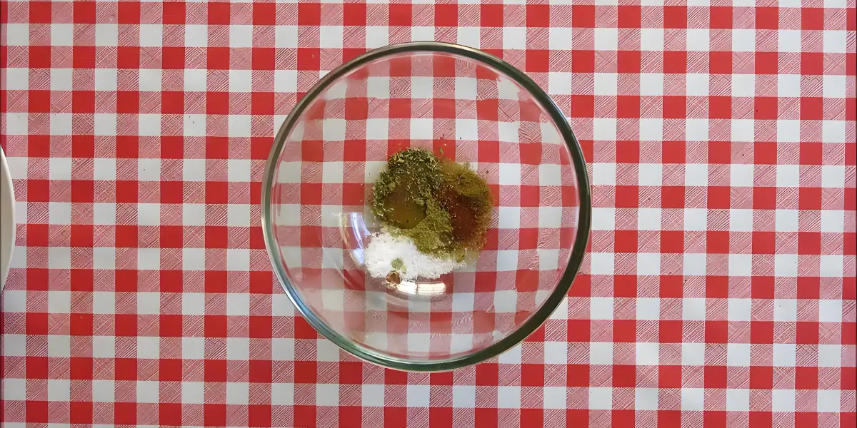 Bowl with spices and oil.