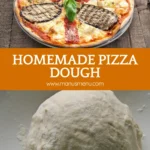 Pizza Ortolana made with homemade pizza dough, topped with grilled eggplant, artichokes, and red peppers.