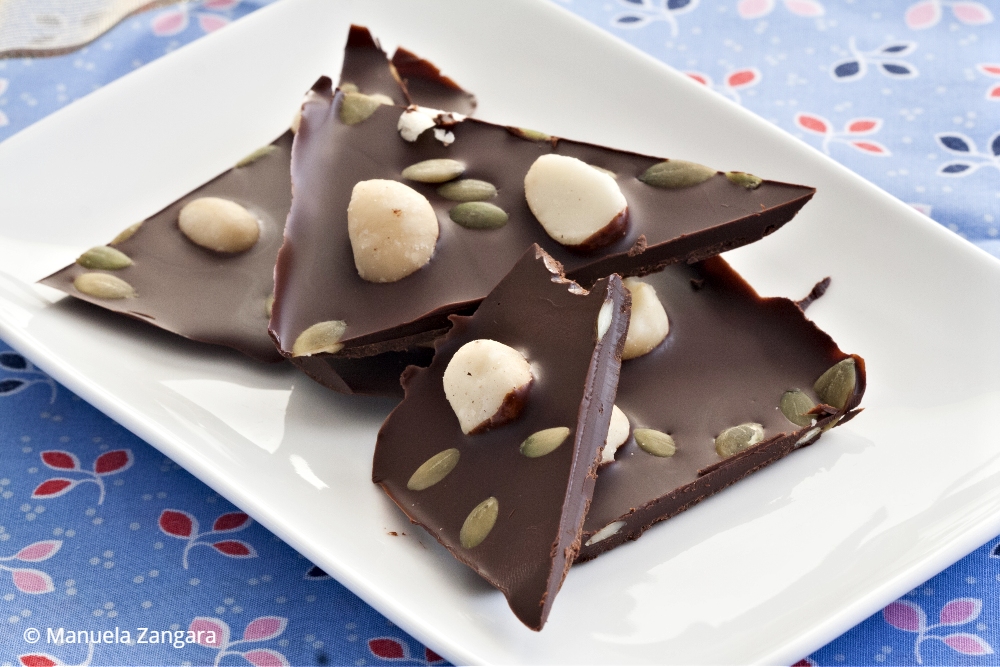 Low Fodmap Dark Chocolate Macadamia Bark