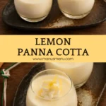 Two glasses of Lemon Panna Cotta served on a dark oval platter.