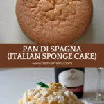 Pan di Spagna and Torta Mimosa collage showing classic Italian sponge cake and a finished dessert.