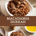 Small bowl of dukkah served with olive oil and bread.