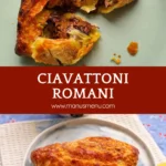 Golden baked Ciavattoni Romani pastry on a plate with crisp sugar-coated surface.